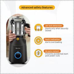 Atomberg Tavi Mixer Grinder | 𝟏𝟏𝟎𝐕 𝐎𝐧𝐥𝐲 𝐟𝐨𝐫 𝐔𝐒 & 𝐂𝐚𝐧𝐚𝐝𝐚 | Unique Coarse Mode for Silbatta-Like Texture | Intelligent 600W Motor | 4 Jars Including Chopper Jar | Matte Black