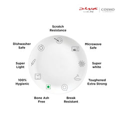 Diva by La Opala, Cosmo Collection, Opal Glass Soup Bowl Set 6 pcs, Plainware, White