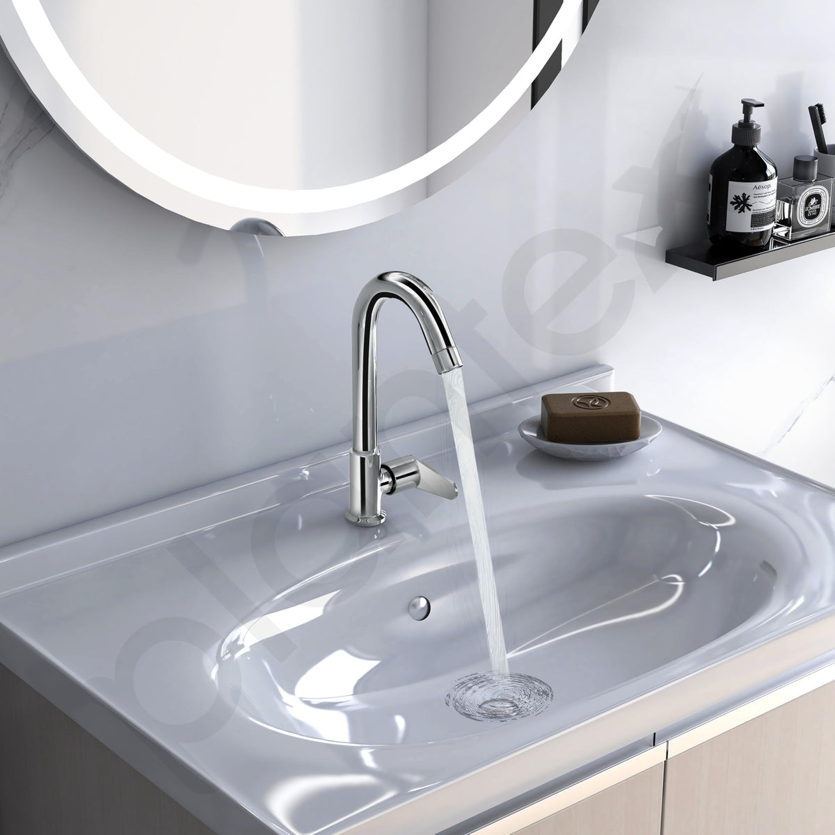 Plantex Sink Tap for Kitchen Basin/Pure Brass Tap with Water Saving Nozzle for Kitchen Sink Taps with Teflon Tape & Wall Flange (DOL-2311-Chrome)-2