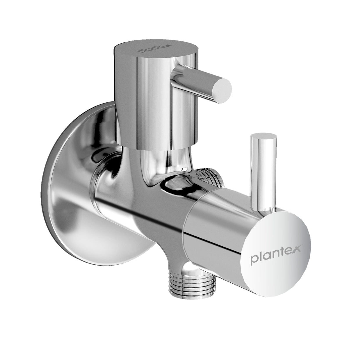 Plantex Brass Spindle 2 Way Angle Valve with Wall Flange and Teflon Tape/Angle Cocke for Bathroom/Water Tap-(Mks-1276-Chrome)-1