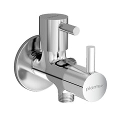 Plantex Brass Spindle 2 Way Angle Valve with Wall Flange and Teflon Tape/Angle Cocke for Bathroom/Water Tap-(Mks-1276-Chrome)-1
