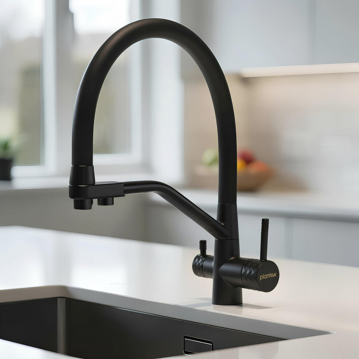 Plantex Pure Brass Flexible Tap for Kitchen Sink/Dual Flow Pull Out Sink Mixer Tap Hot and Cold/Movable/Rotable Water Mixer Faucet - (7904, Black)