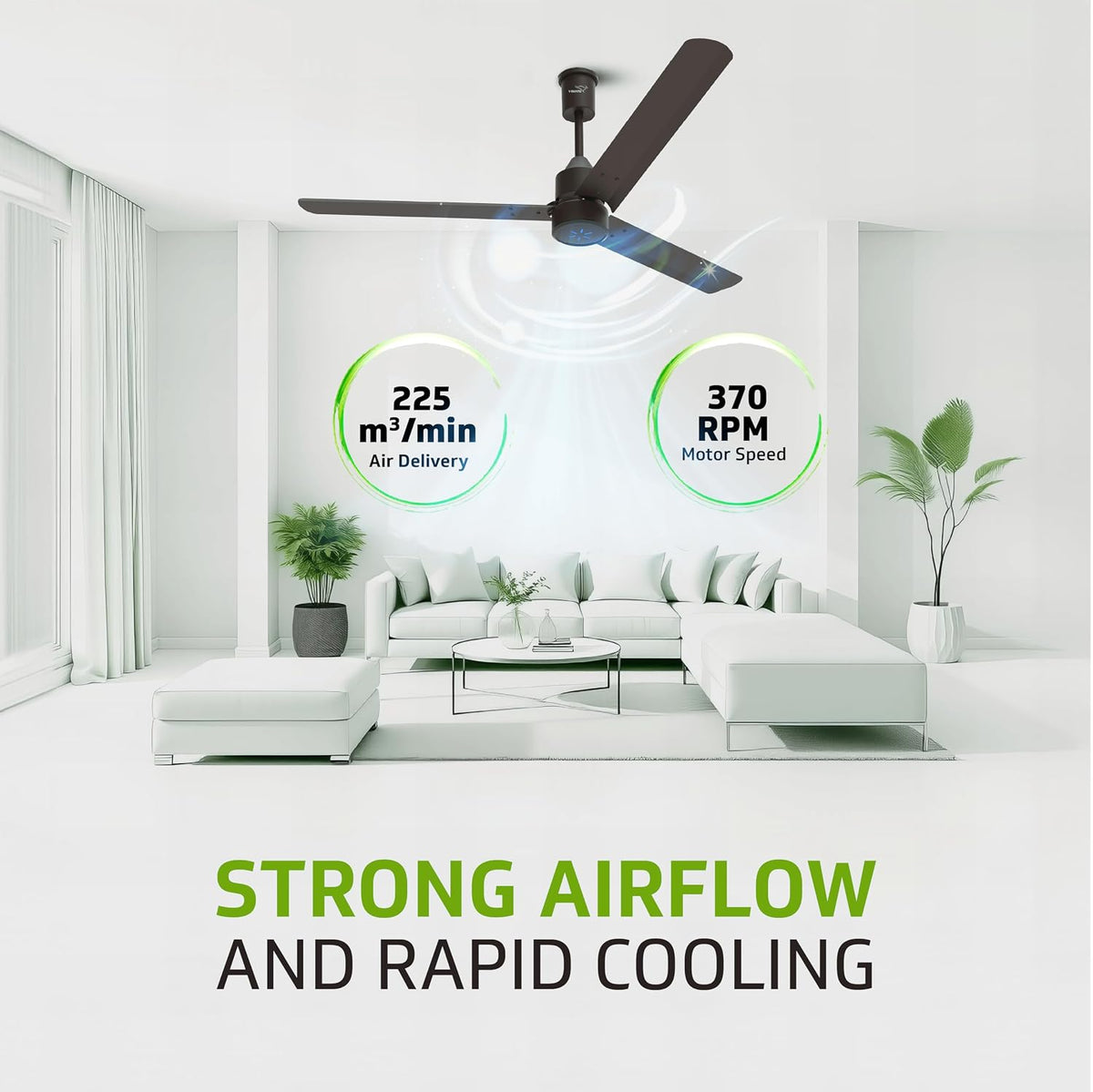 V-Guard Zenair Pro BLDC 1200 mm Ceiling Fan with LED Speed Indicator-3