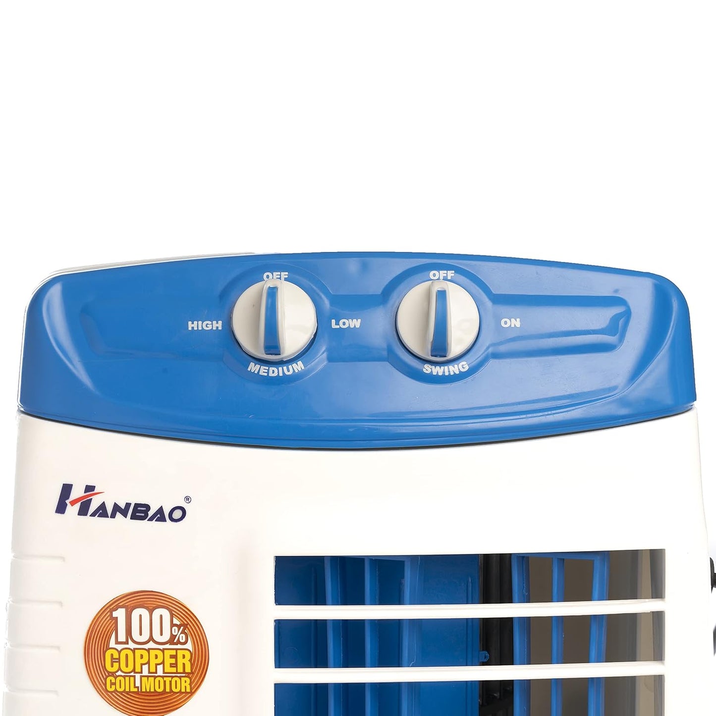 HANBAO High-Speed Tower Fan with TOP safety copper motor, 3 Speed - 2 Way Air Deflection, High Air delivery @ 2300 m3/hr, upto150 watts, GATI, 30 months warranty