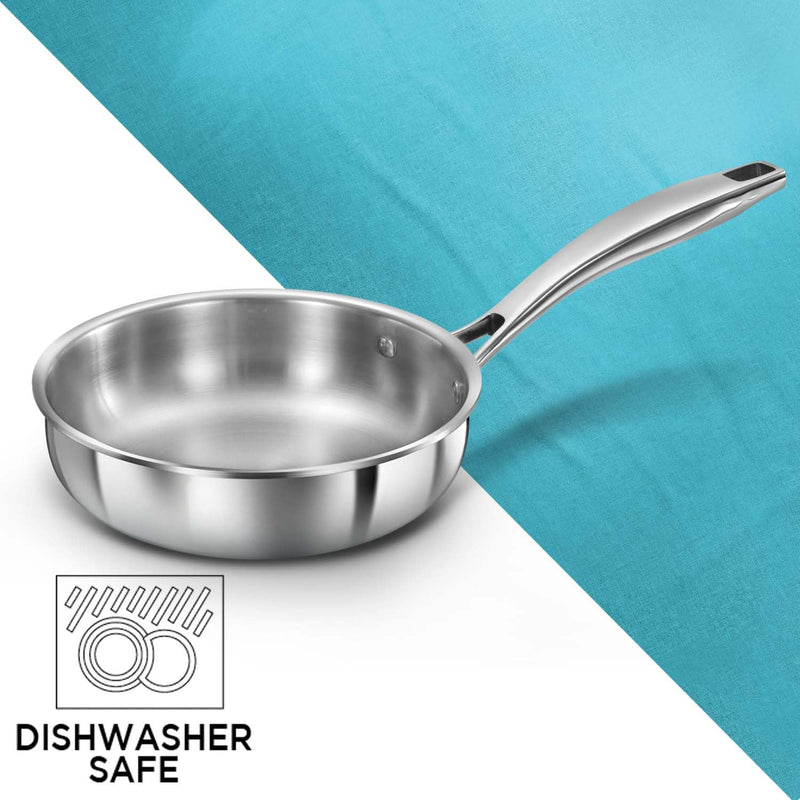 Hawkins Pro 18 cm Frying Pan, Triply Stainless Steel Fry Pan with Stainless Steel Handle, Silver (PSF18)