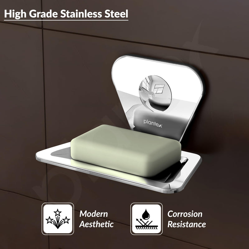 Plantex Pyramid Stainless Steel Soap Dish/Soap Stand/Bathroom Soap Holder/Soap Case Bathroom Accessories (Chrome)-3