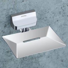Plantex Solid Brass Made Twin Soap Holder Stand for Bathroom and Wash Basin/Wall Mounted Soap Holder/Soap Stand/Soap Case (Shiny Silver)-1