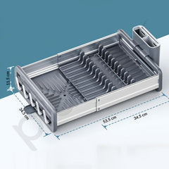 Plantex Kitchen Storage Rack/Aluminium Fold Flat Dish Drying Rack/Household Kitchen Bowls and Plates Organizers/Utensil Storage Holder - (Silver & Grey)-3