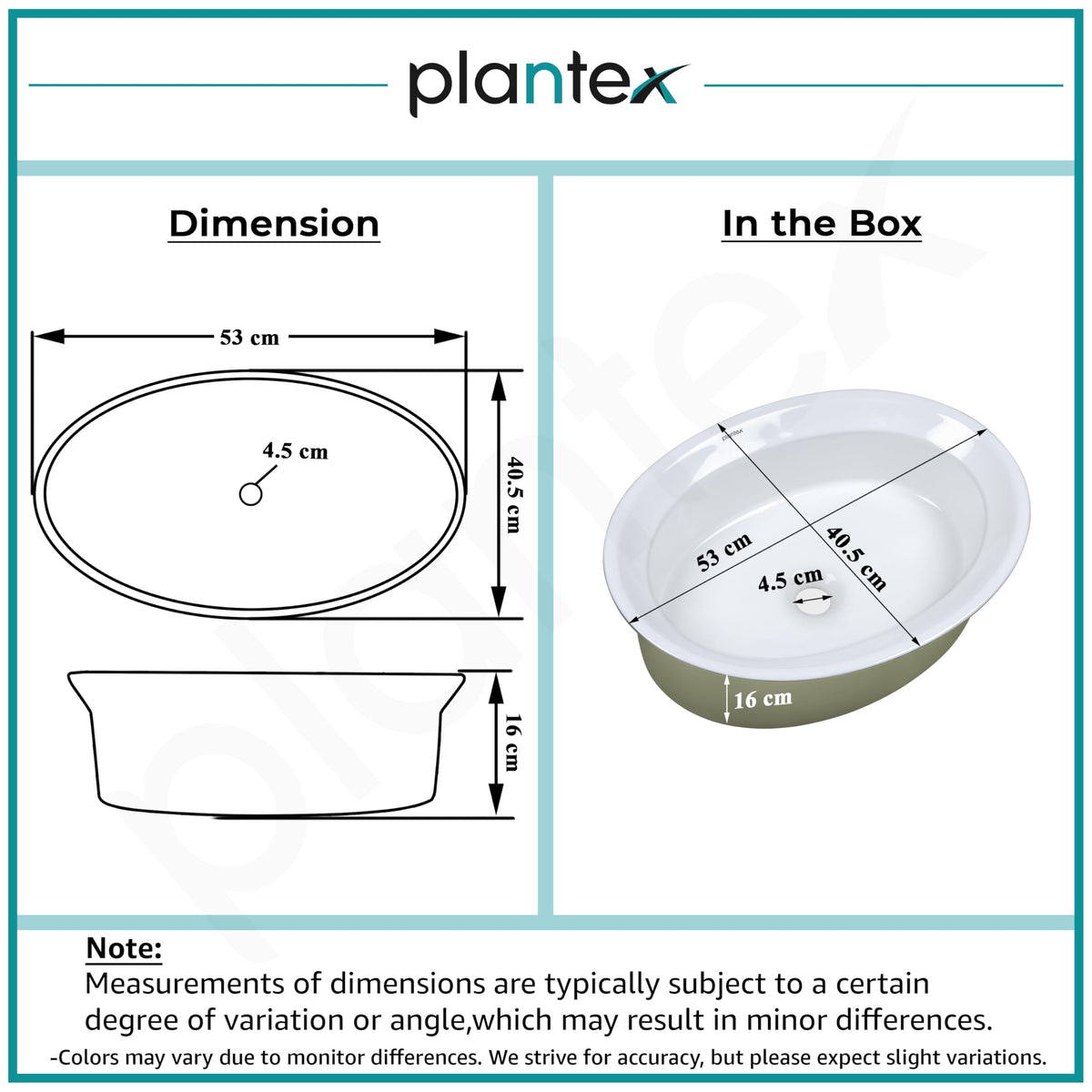 Plantex Ceramic Table Top Washbasin for Bathroom/Countertop Basin/Oval Counter Top Wash Basin for Home/Office/Hotel (21x16x6 Inch - White&Green)-5