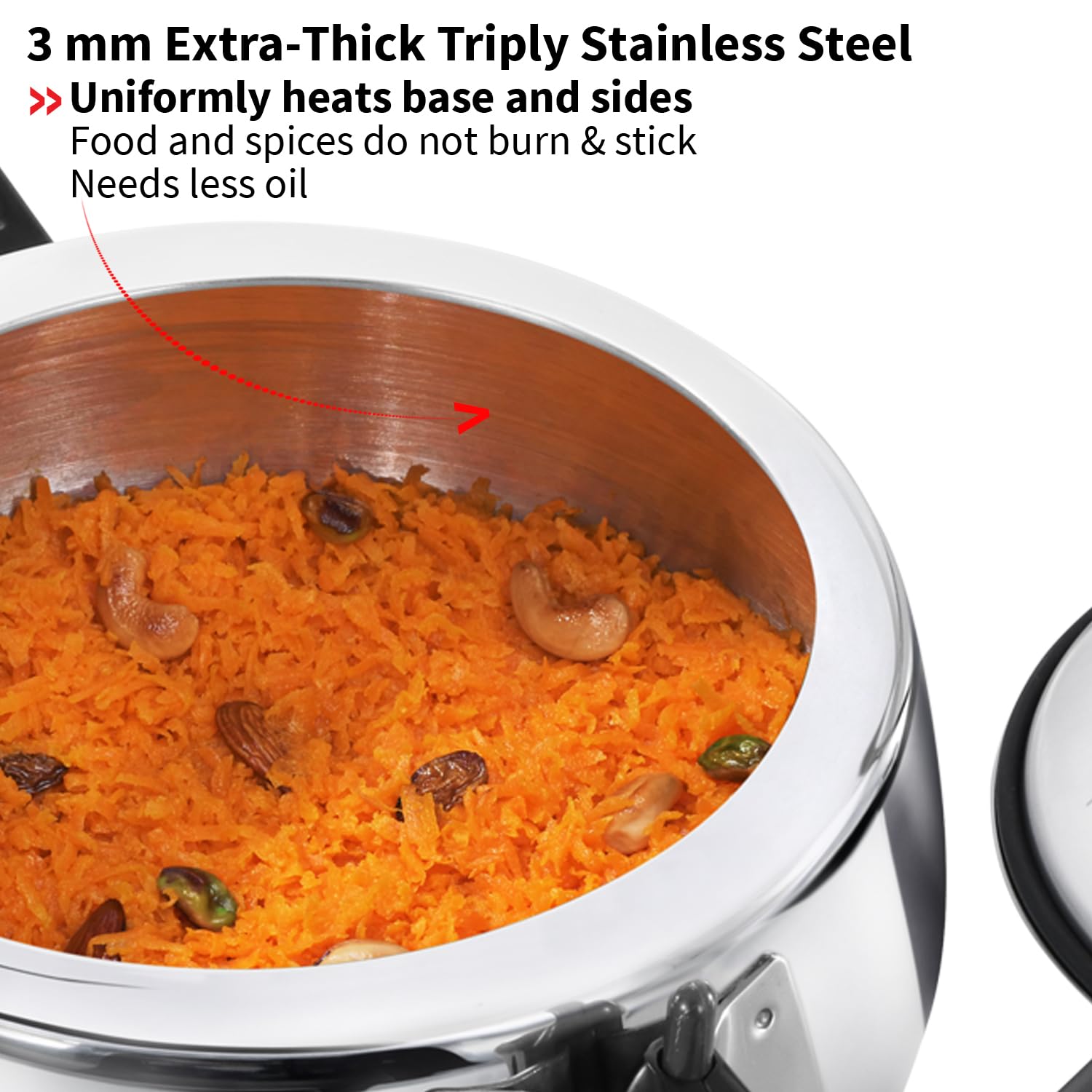 Hawkins 3.5 Litre Triply Contura Pressure Cooker, Triply Stainless Steel Induction & Contura shaped Cooker, Silver (SSTCO35)