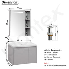 Plantex Unbreakable Vanity for Bathroom/Rectangle Washbasin with Cabinet Full Set/Sensor Light Bathroom Organizer for Home (NZBC-24)-5