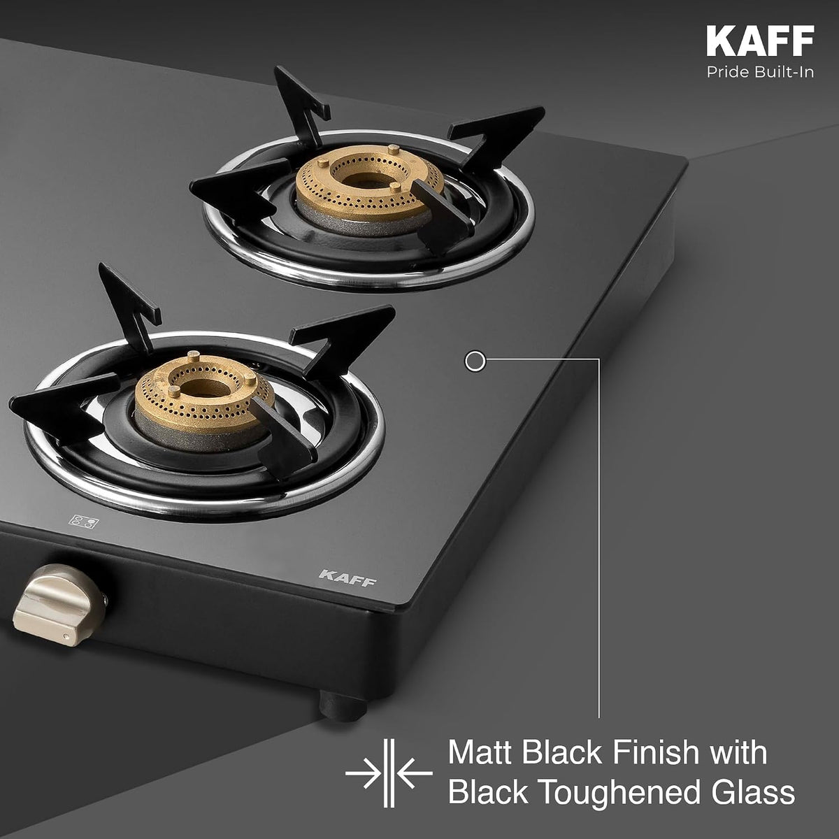 Kaff 4 Burner Gas Stove Top for Kitchen - 58CM Manual Ignition Cooktop For Modular Kitchen |Ergonomic Knob |Tri-Pin Bras