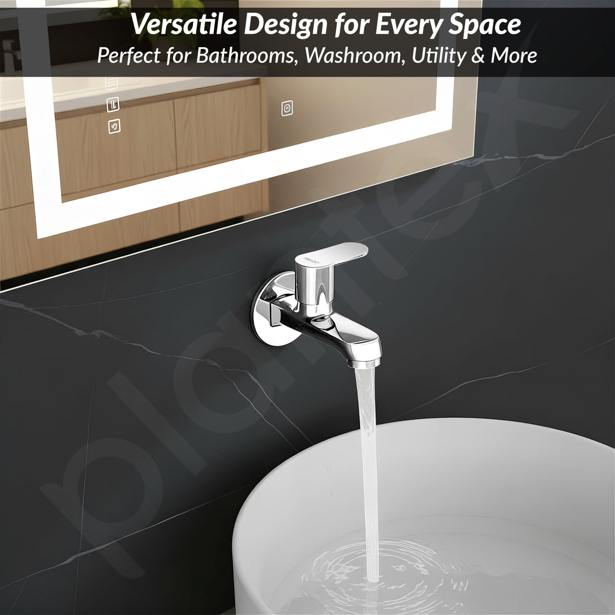 Plantex Pure Brass Bib Cock Water Tap for Bathroom with Water Saving Aerator/Wall Mount Tap for Wash Basin with Teflon Tape & Wall Flange (Chrome)-6