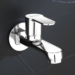 Plantex Pure Brass Bib Cock Water Tap for Bathroom with Water Saving Aerator/Wall Mount Tap for Wash Basin with Teflon Tape & Wall Flange (Chrome)-1