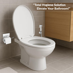 Plantex Hygienic Toilet Combo/Polypropylene Toilet Seat Cover/Self Adhesive Toilet paper holder/D- Shape Health Faucet Set with 1.20 meter hose Pipe for Toilet and Clamp (Chrome) (Model APS-4516)-2