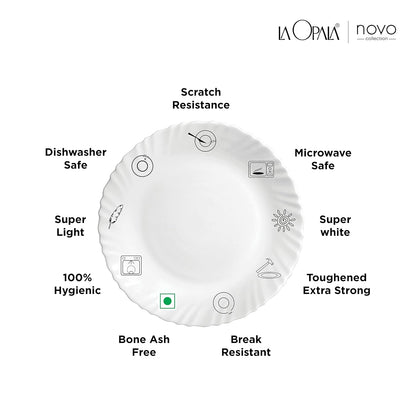 La Opala Novo Collection Opal Glass Crockery | Vegetable Bowl Set of 6 | Silken Charm Design | Bowls for dal & Condiments | Microwave Safe | 100% Vegetarian | Extra Strong | Super Light & White