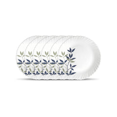 La Opala Novo Collection, Opal Glass Full Plate Set 6 pcs, Silken Charm, White, Medium