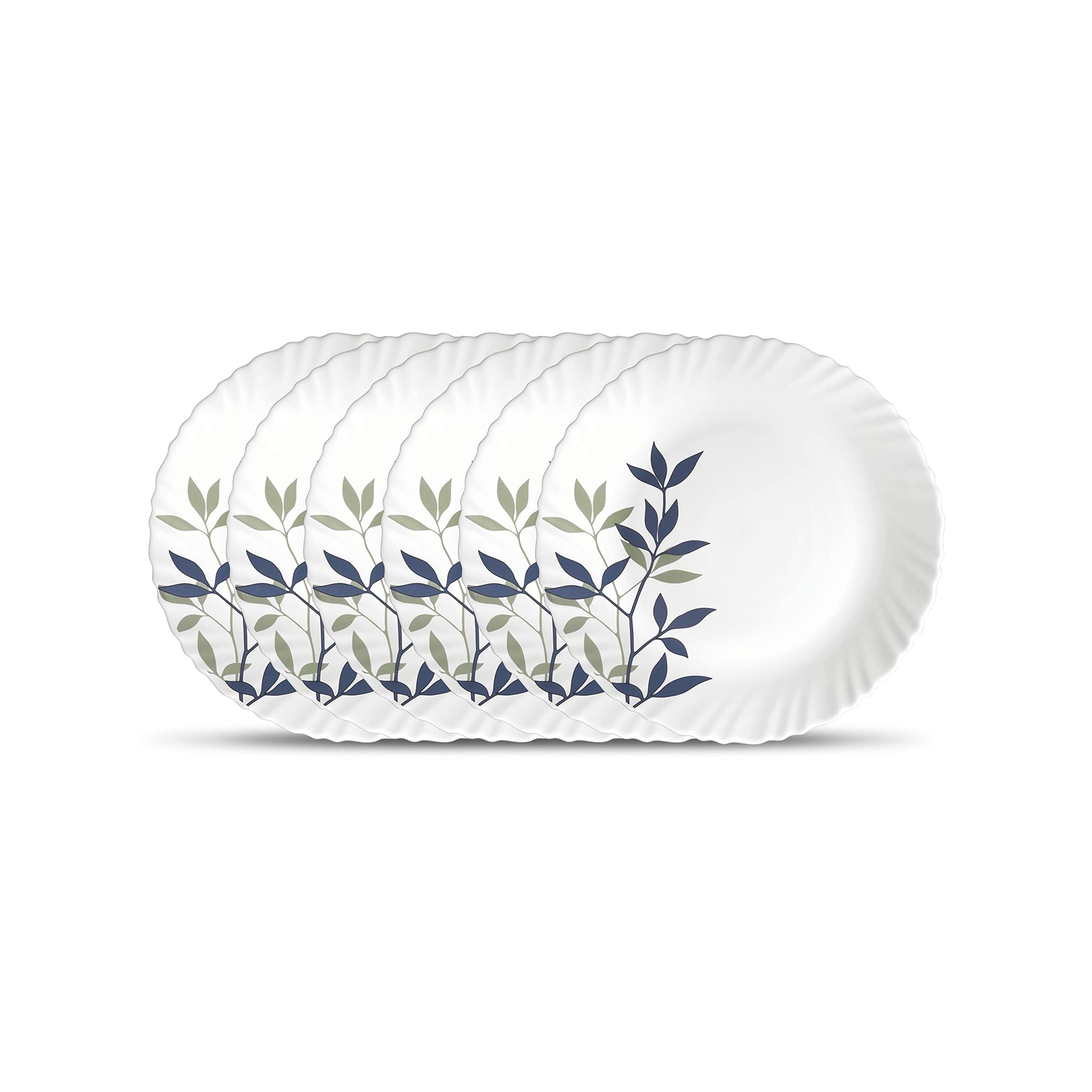 La Opala Novo Collection, Opal Glass Full Plate Set 6 pcs, Silken Charm, White, Medium