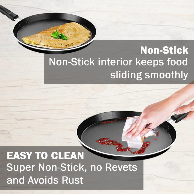 Pigeon by Stovekraft Aluminium Non-Stick Flat Tawa, Black