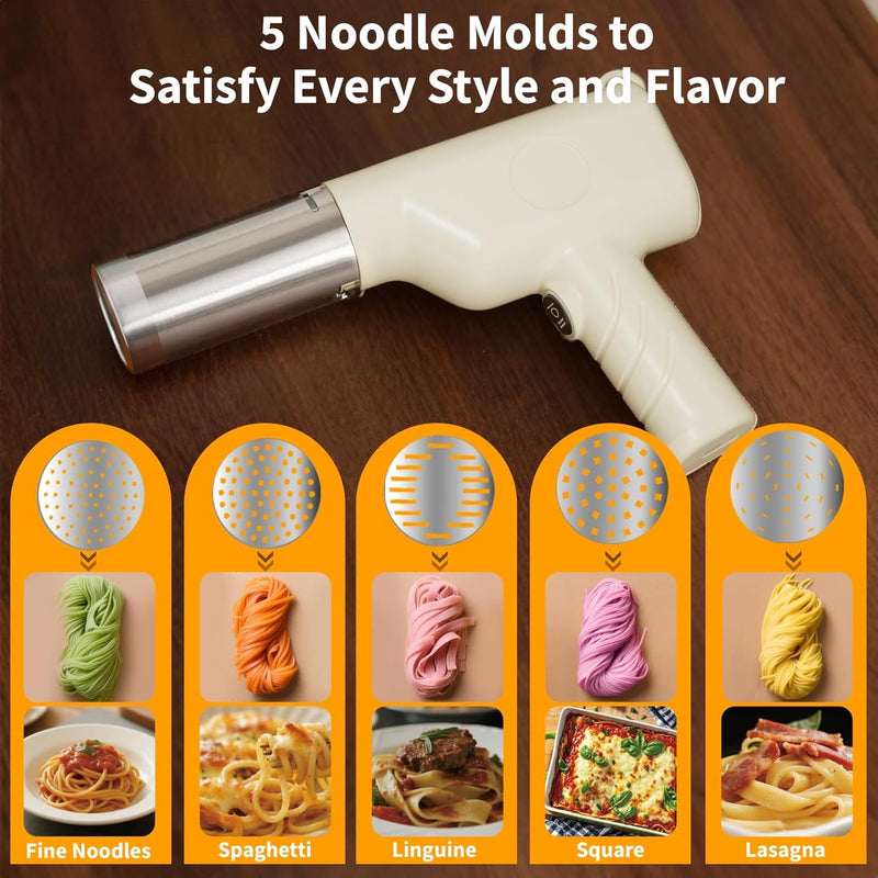 MALATA Pasta Maker Machine with 5 Extrusion Discs | Automatic Noodle Maker for Spaghetti, Ramen, Macaroni & Flat Pasta