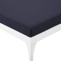 Daley Outdoor Swimming Poolside Lounger (White + Navy Blue) Set of 2