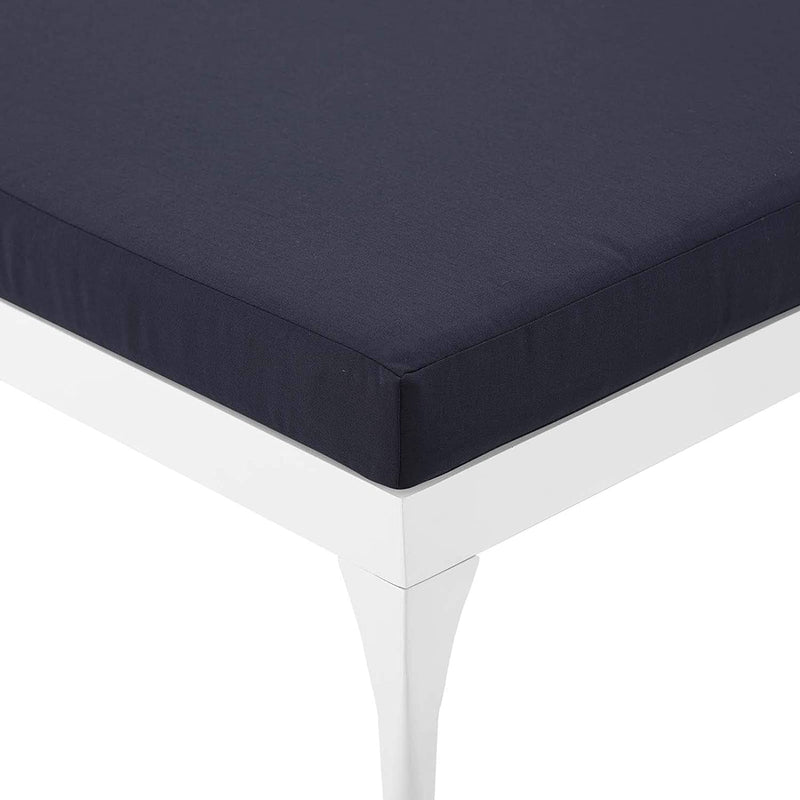 Daley Outdoor Swimming Poolside Lounger (White + Navy Blue) Set of 2