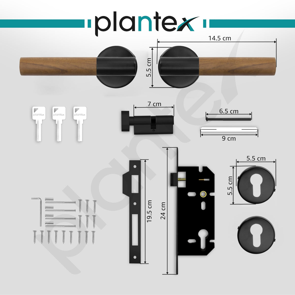 Plantex Main Door Lock/Mortise Lock for Door with 3 Years of Warranty - Robust Door Lock for Home with Brass Lock Body & Cylinder (Black & Wood Finish)-4