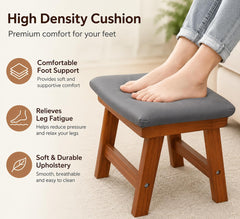Wooden Footrest with Soft Cushion – Ergonomic Foot Stool for Under Desk, Home & Office Use | Sheesham Wood Padd