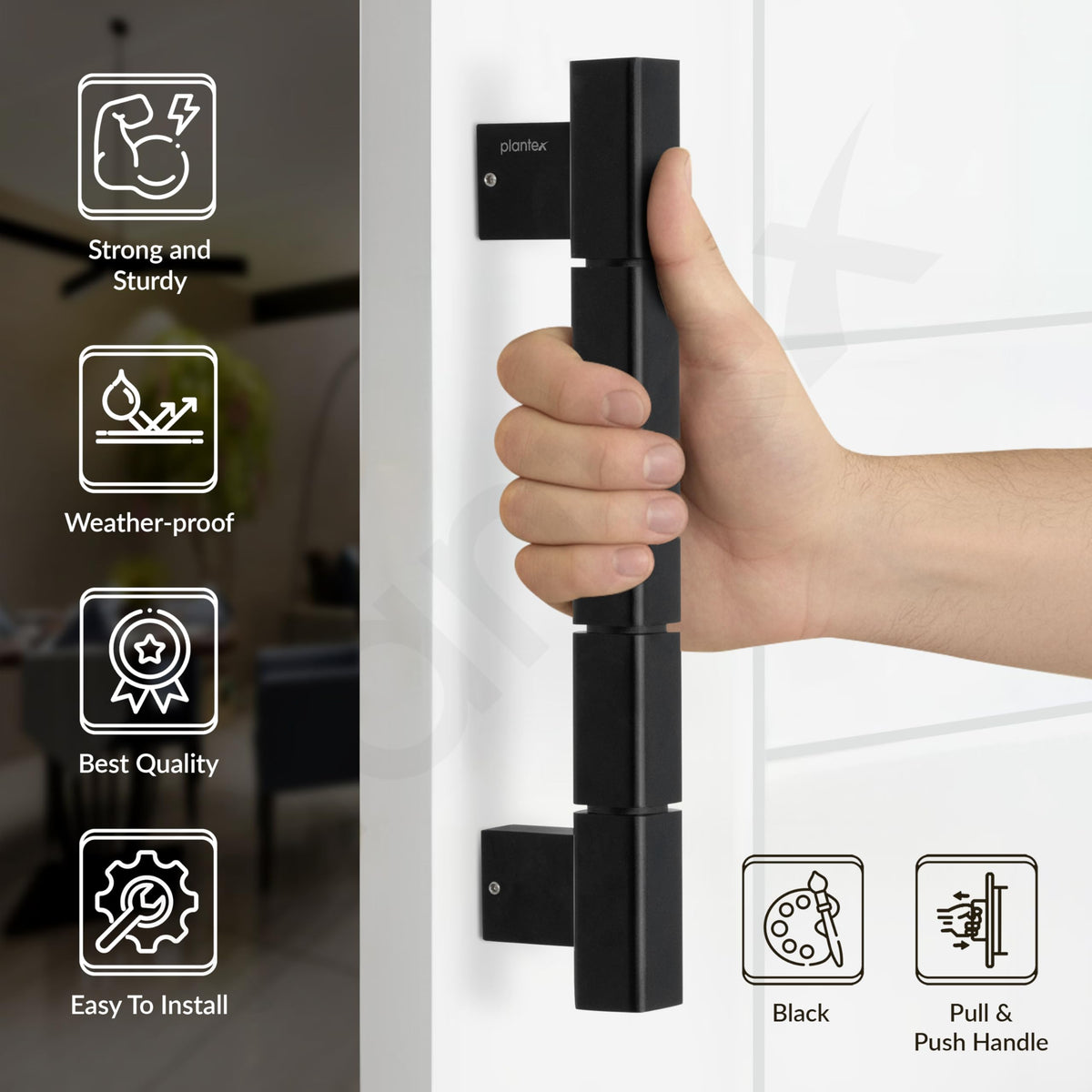 Plantex Mighty Aluminium 11 Inch Main Door Handle/Pull-Push Handle for Glass Door/3 Years Warranty - Pack of 1 (Black)-3