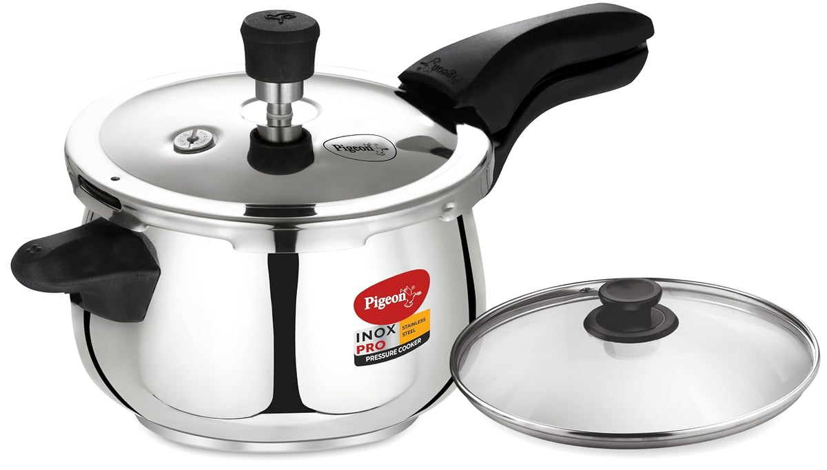 Pigeon by Stovekraft Inox Pro Stainless Steel Cooker 3Liters Outer Lid Cooker-Induction Base Compatible