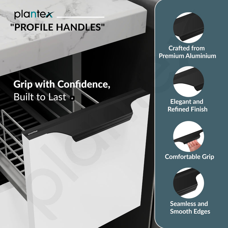 Plantex Profile Handle for Kitchen Cabinet/6 Inch Aluminium Drawer Profile Handle/Wardrobe Pull Handle for Home/Office/Hotel - Pack of 1 (Black) (Model APS-PF-1003)-2