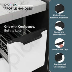 Plantex Profile Handle for Kitchen Cabinet/8 Inch Aluminium Drawer Profile Handle/Wardrobe Pull Handle for Home/Office/Hotel - Pack of 5 (Black) (Model APS-PF-1003)-2