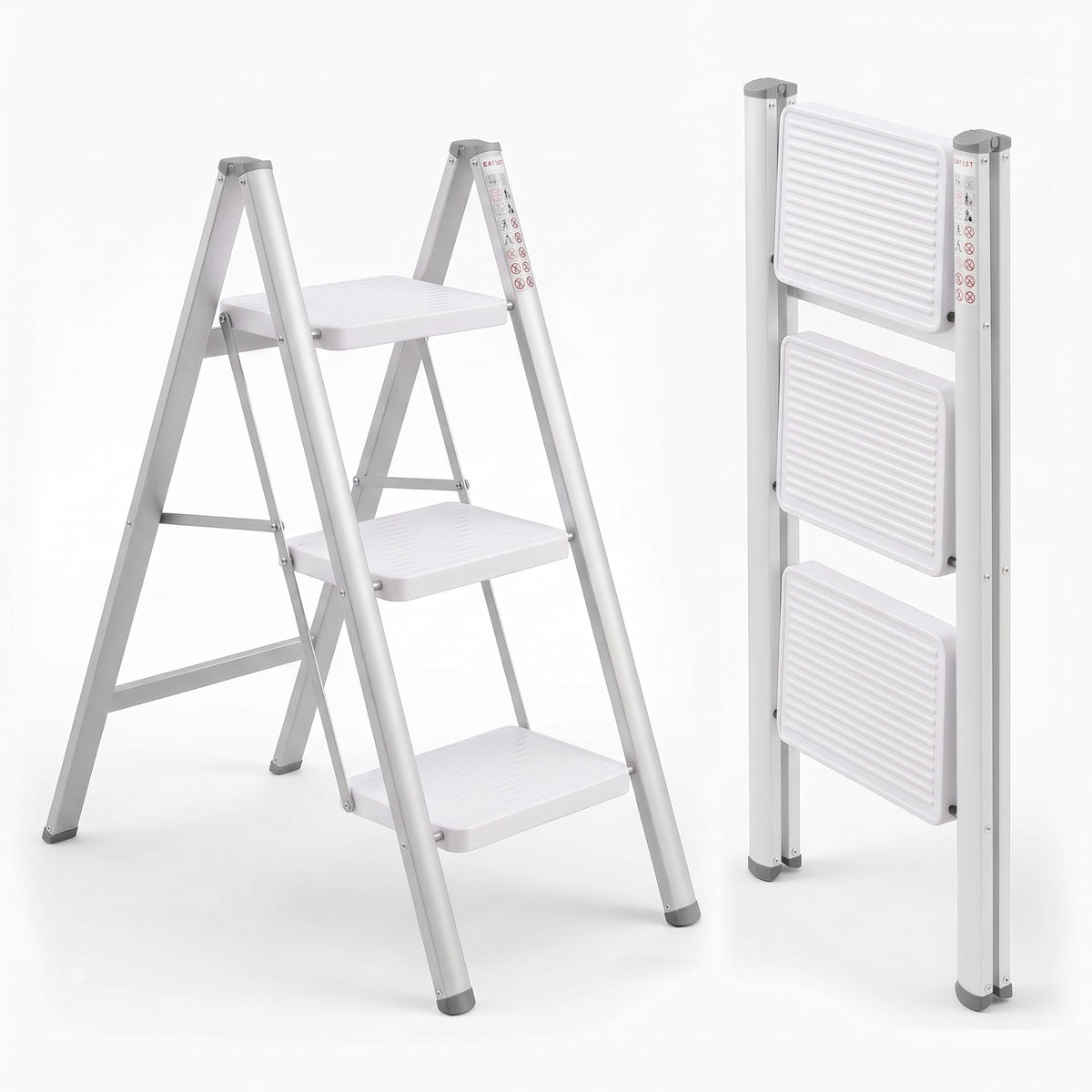 Corvids 2-Step Heavy-Duty Carbon Steel Step Stool, 2-Year Warranty, Anti-Slip Wide Steps, Portable Multipurpose Folding Step Ladder for Home, Kitchen & Office Use (Black)