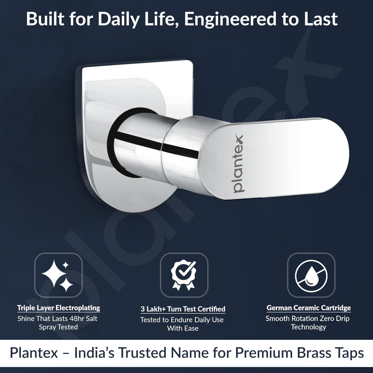 Plantex Pure Brass ORN-206 Angular Concealed Stop Cock/Concealed Stop Valve Tap For Bathroom With Teflon Tape & Adjustable Brass Wall Flange - 15mm (Mirror-Chrome Finish)-2