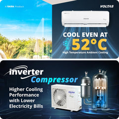 Voltas 2 ton 3 Star,New star rated, Inverter Split AC (Copper, Convertible 5-in-1 Cooling Mode, 2-Way Air Swing, Anti-dust Filter with Anti Microbial Coating, Auto Clean, (243INV CAM, White)