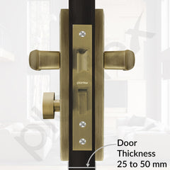 Plantex Heavy-Duty Door Lock Set - Main Door Lock Handle Set/Mortise Lock with 3 Keys, Brass Lock Body & Cylinder (8127 - Brass Antique & PVD Gold)-5