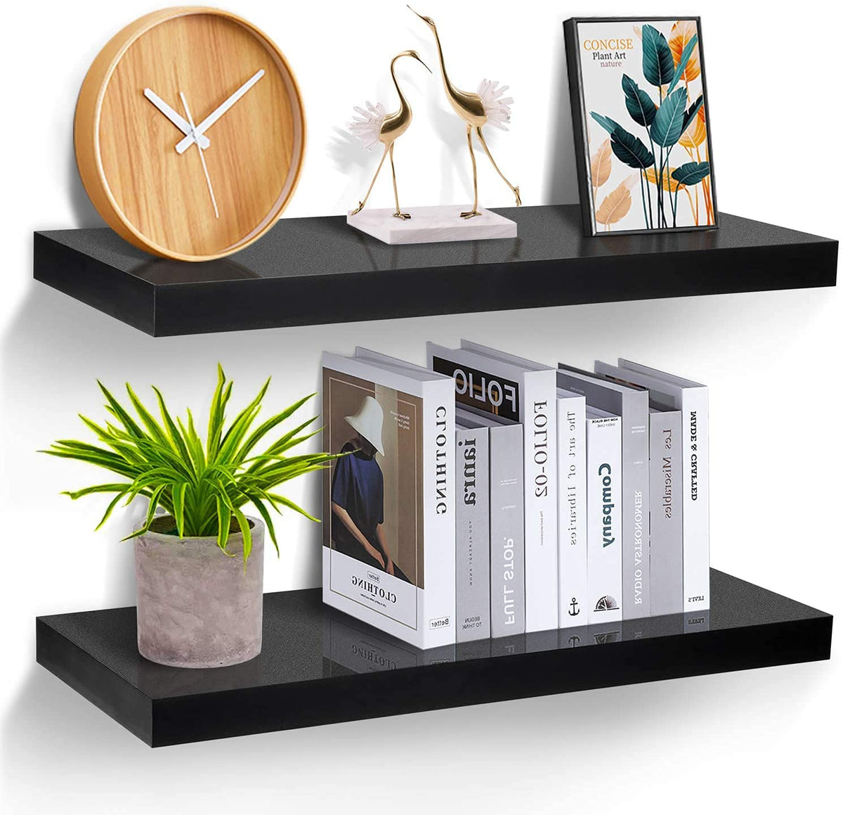 Floating Sheesham Wood Shelves 17 inch Modern Decorative Wall Shelves with Large Storage for Bedroom, Bathroom,