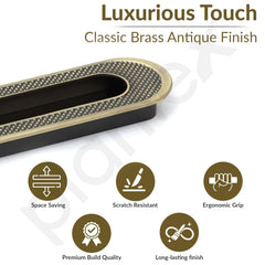 Plantex Sliding Door Handle/Concealed Handle for Sliding Door/96mm Concealed Handle for Wardrobe/Kitchen Cabinet - Pack of 4 (Brass Antique) (Model APS-DTC-3770)-3