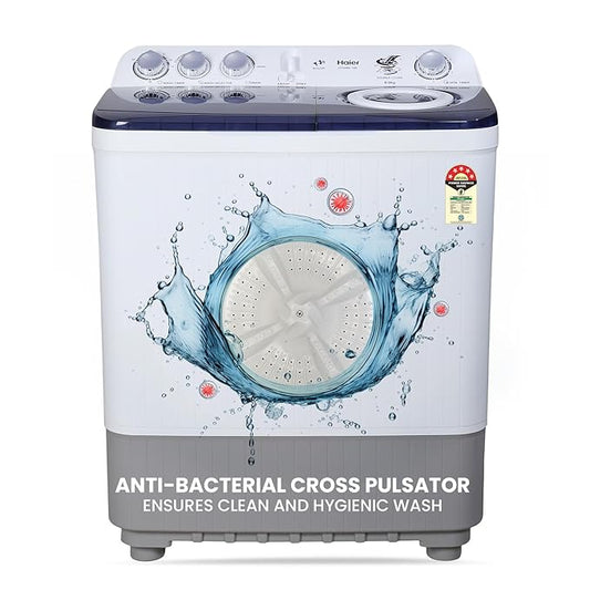 Haier 8 kg 5 Star Vortex pulsator Semi Automatic Top Load Washing Machine (HTW80-186,Burgundy)