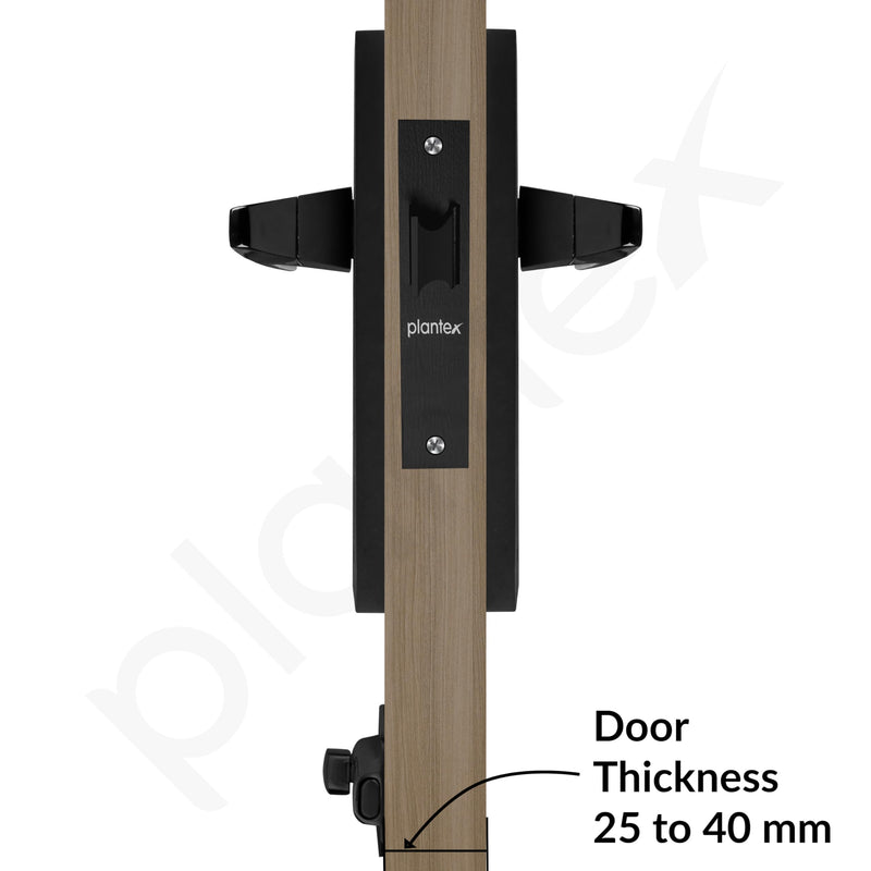 Plantex Heavy Duty Door Lock Bathroom Door Lock/Mortise 8inch Keyless Plate Handle Set for Home/Bathroom/Store Room/Balcony/Office with Baby Latch (8114, DC-Black & Z-Black)-5