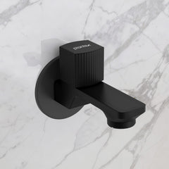 Plantex Single Knob Water Tap for Bathroom with Water-Saving Aerator/Wall Mount Bib Cock with Wall Flange and Teflon Tape/Brass Spindle Bib Tap for Home (Black)-1