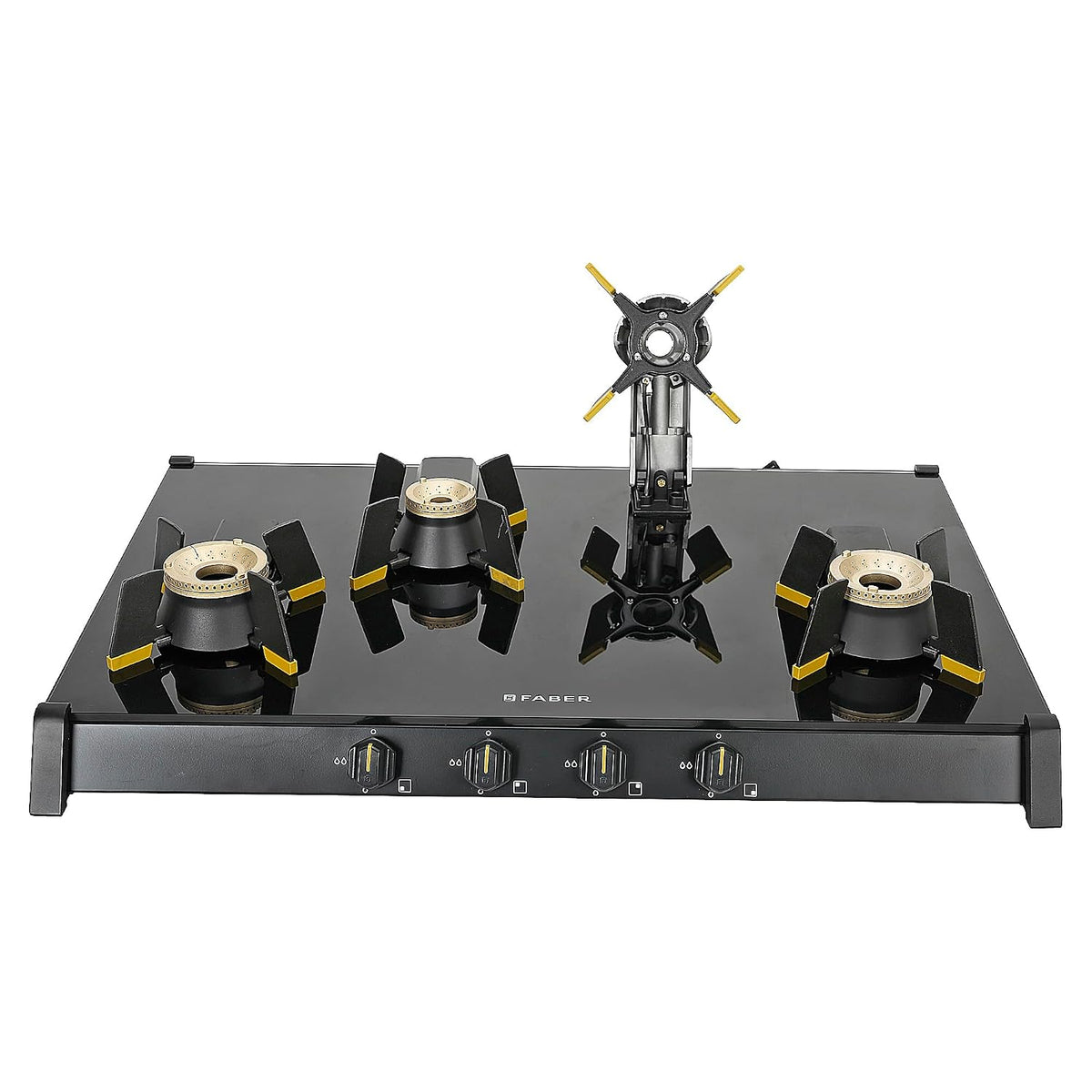 Faber Liftable Burners Freestanding Cooktop | Genius 804 AI BK | 80cm Width | Brass Burners | Manual Ignition | ABS Knob