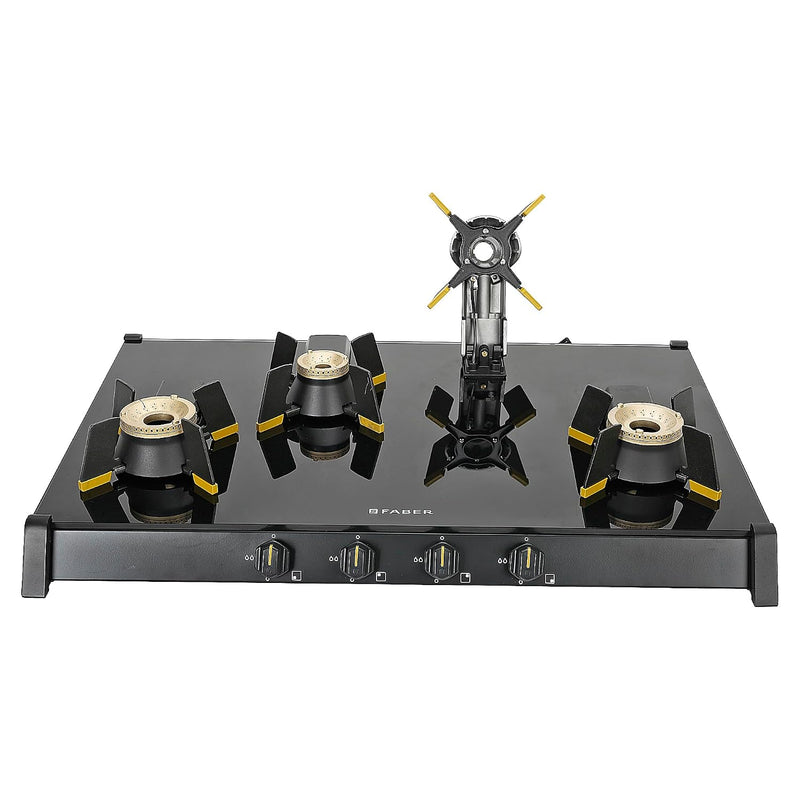 Faber Liftable Burners Freestanding Cooktop | Genius 804 AI BK | 80cm Width | Brass Burners | Manual Ignition | ABS Knob