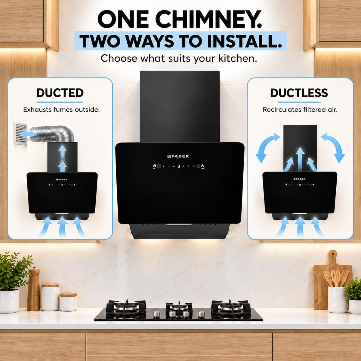 Faber 60cm 1400 m³/hr Vertical Wall Mounted Chimney|Filterless|Two Way Suction|AutoClean|8 Yr on Motor & 2 Yr Comprehens