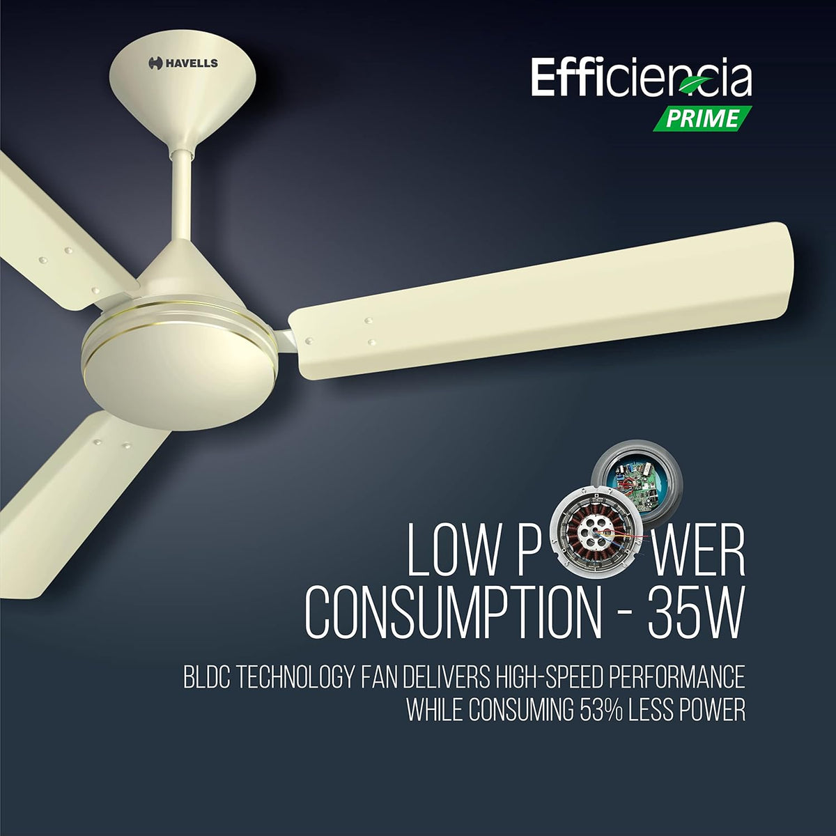 Havells Efficiencia Prime BLDC 1200 mm Ceiling Fan with Remote | 5 Star (Bianco)-6