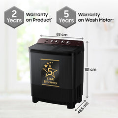 Samsung 8 kg, 5 Star, Soft Closing Door, Hexa Strom Pulsator, Semi-Automatic Top Load Washing Machine (WT80F4560RD/TL, Light Gray, 5 Year Warranty on)-6