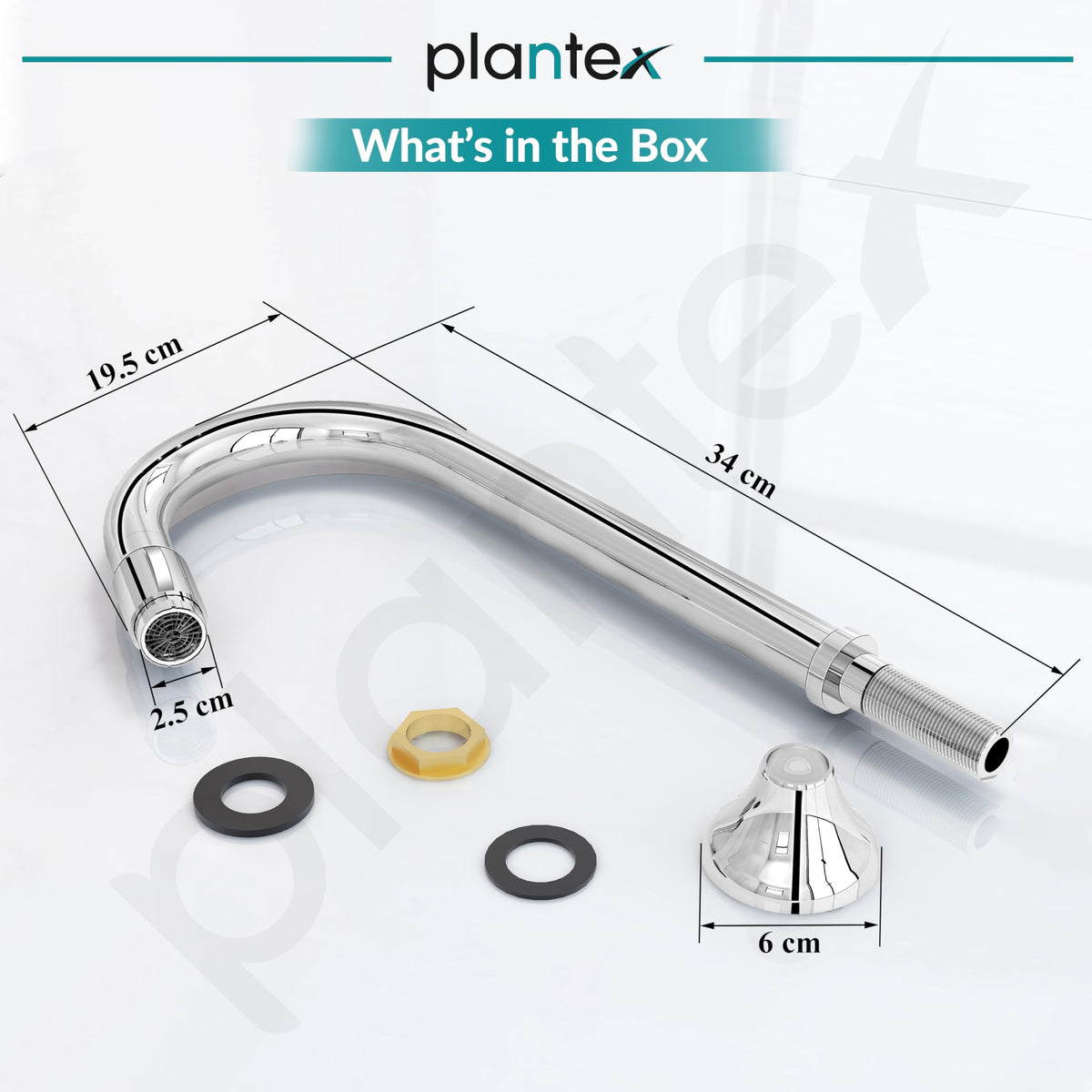 Plantex Pure Brass Mouth Flow Swan Neck Pillar Cock Water Tap with Teflon Tape/Tabletop Basin Tap with 7 Year Warranty (MAG-1204-Chrome)-3