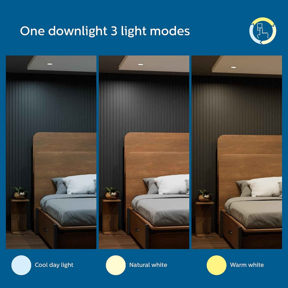 Philips polycarbonate 10-watt 3 Colours in 1 LED Downlighter