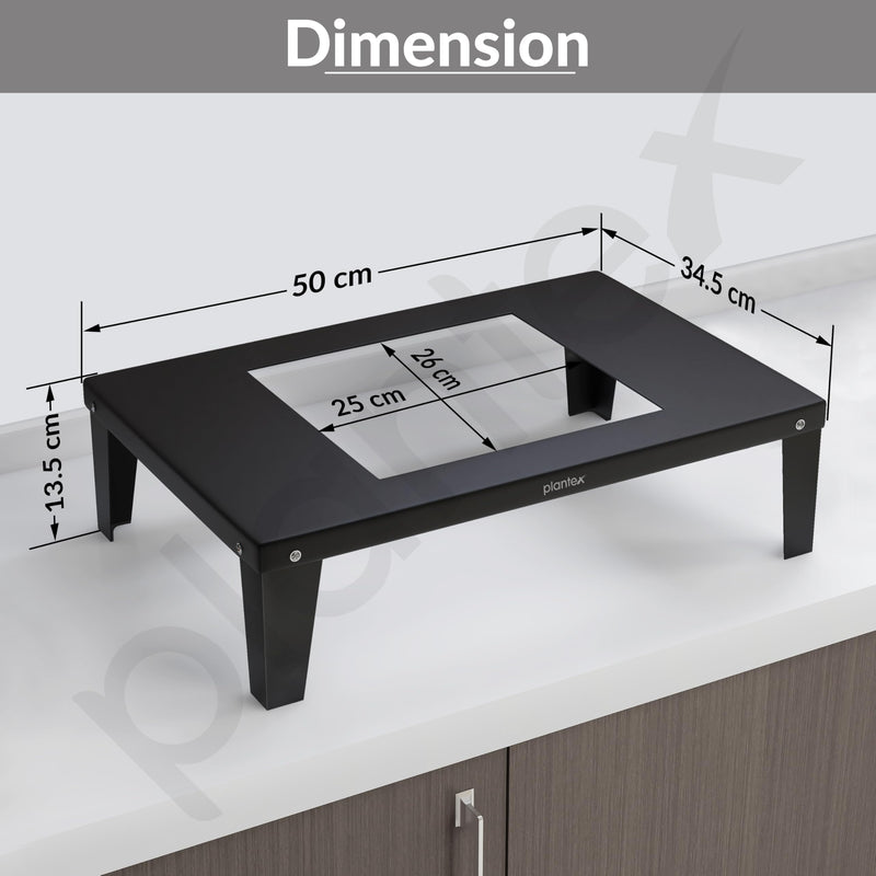 Plantex Metal Oven Stand/Microwave Stand for Kitchen Platform/Easy to Screw-Fit & Assemble OTG Rack/Kitchen Storage Shelf Metal (Black)-4