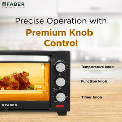 Faber FOTG 20L Neo|1400 Watts OTG|Bake,Toast, Grill| 4 Stage Functions,Upper & Lower Heating|Cool-Touch Handle, Heat Resistant Glass, Indicator Light, Auto-Shut, Ready Bell| Removable Crumb Tray